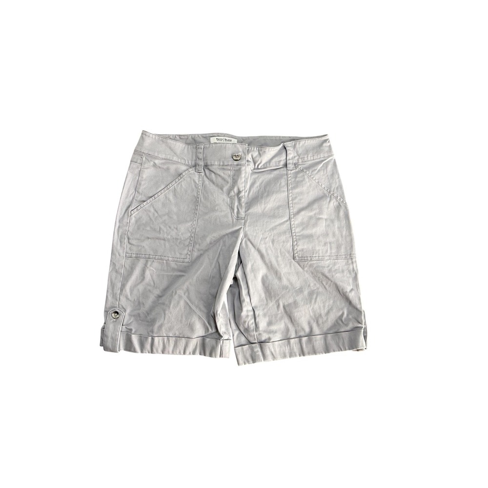 White‎ House Black Market Shorts Womens 10 Gray Bermuda Twill Cuffed Stretch